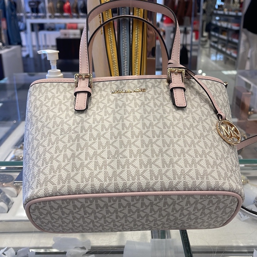 MICHAEL KORS 
Jet Set Travel Extra-Small Logo Top-Zip Tote Bag
Powder Blush
NWT - Picture 2 of 16